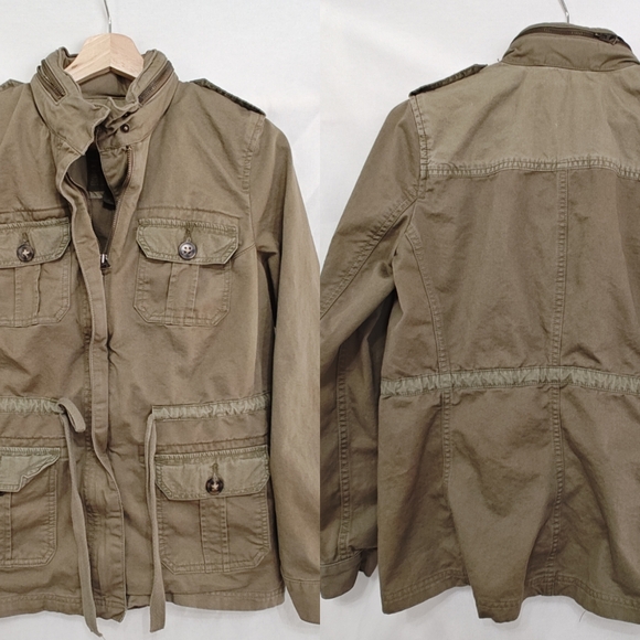 Lucky Brand Jackets & Blazers - Lucky Brand Utility Jacket Olive Green Cotton Medium M Drawstring Packable Hood